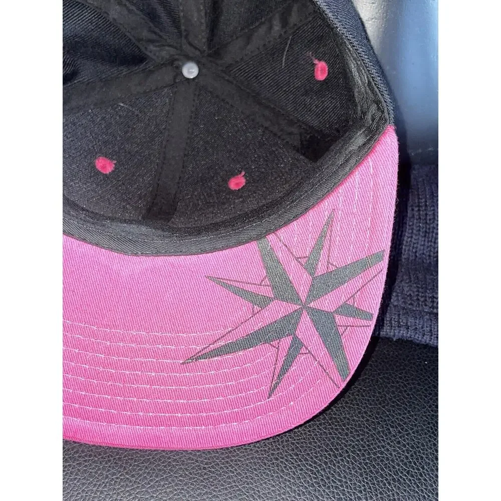 Steadfast Brand Black With Pink Embroidered Graphic SnapBack One Size Cap Hat